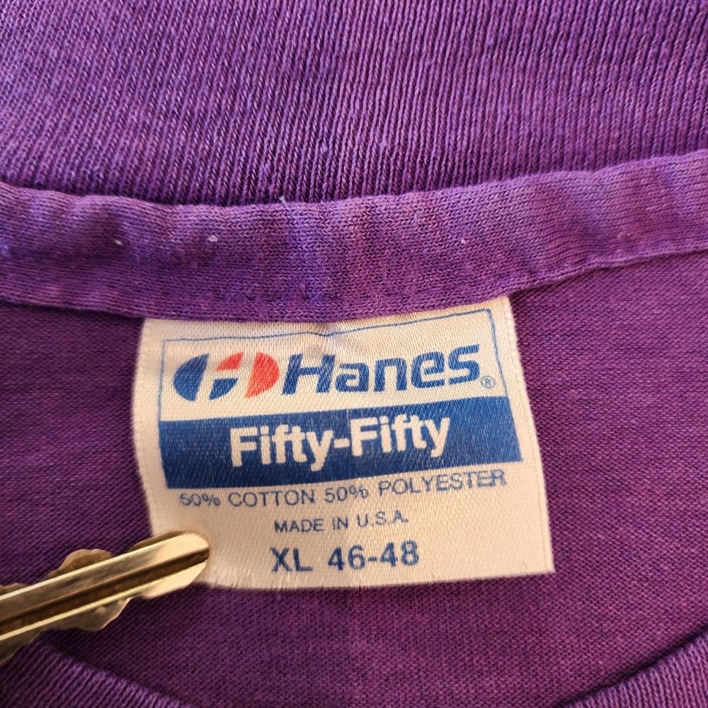 Vintage 1991 Hanes XL Retro Outdoor Sports Graphic T Shirt USA Made Purple 90s - Picture 6 of 9
